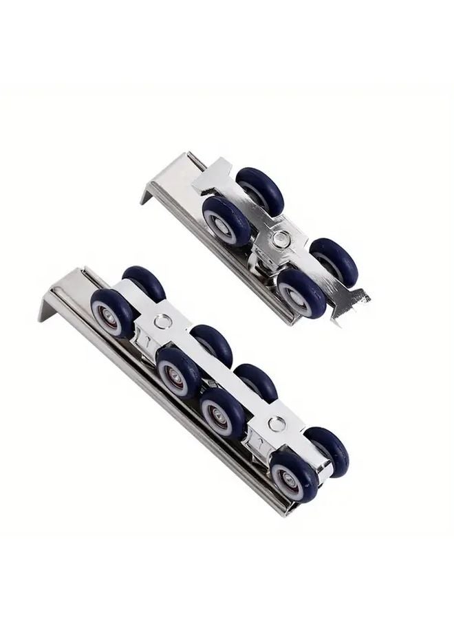 Set of 2 Zinc Alloy Silent Sliding Door Hanging Wheels 8 Wheel Set Max Load 341 72LB - Image 1